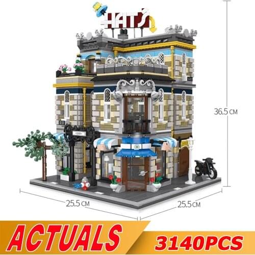 New Street View Series The Hats Store Building Blocks Creative Ideas Model MOC Coffee Shop Bricks DIY Toys Kids Christmas Gifts