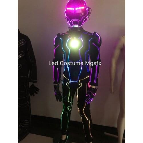 DMX Program control Optical Fiber LED dance costume Color change LED light Suits LED Robot
