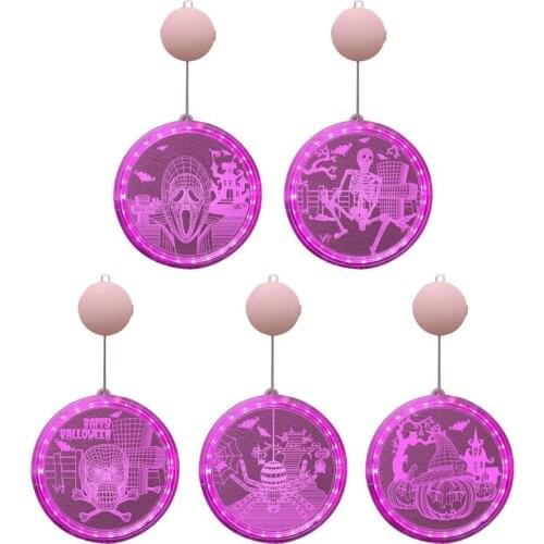 Halloween Decoration 3D Skull Pumpkin Spider Lamp Hanging Acrylic LED Night Light Party Ornaments