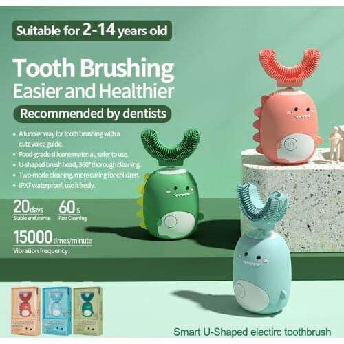 Smart 360 Degrees XaoMi U Electric Toothbrush Kids Silicon Automatic Ultrasonic Teeth Tooth Brush Cartoon Pattern Children