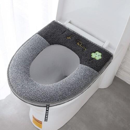 Universal Toilet Seat Thickened Mat Soft Warm Washable for Home Decor Closestool Mat Seat Case Zipper Type Cartoon Toilet Lid