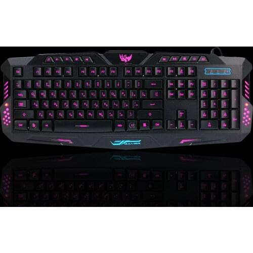 Vococal USB Wired LED Backlit Russian English Gaming Gamer Keyboard Keypad for Computer PC Overwatch w/ Similar Mechanical Feel