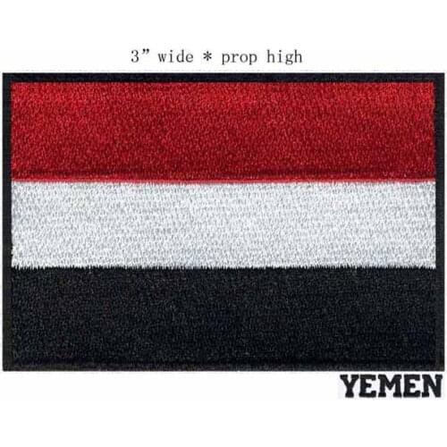 YEMEN embroidery black border flag patch 3" wide iron on transfers chaqueta moto