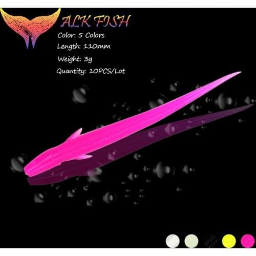 WALK FISH 10PCS/Lot 110mm/3g Loach Soft Fishing Lure Silicone Sharp-Tailed Lure Luminous Fishing Baits Worm Bait Fishing Pesca