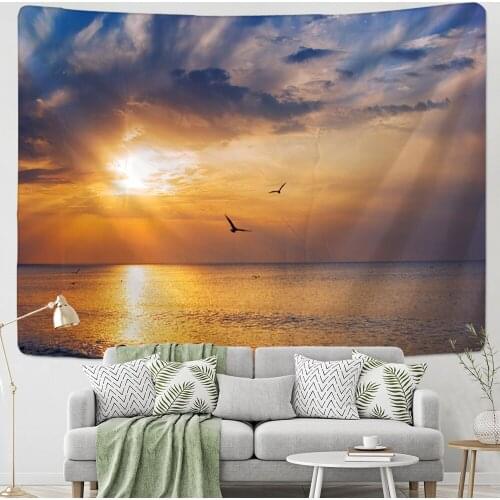 Sunset Seagull Tapestry Wall Seascape Sky Hippie Bohemian Dormitories Decorated With Polyester Background Cloth