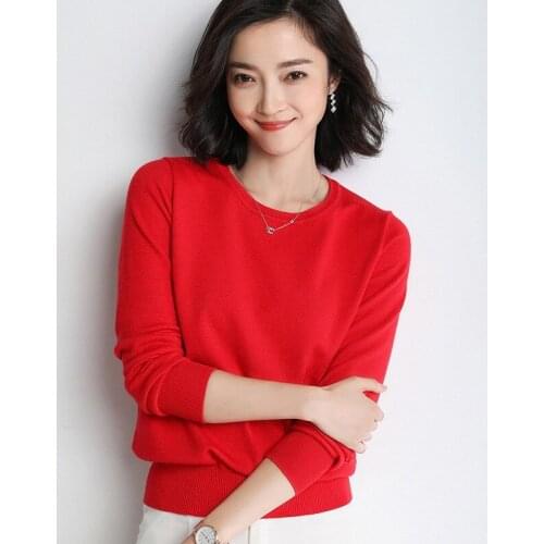 New Sweater Women O-neck Pullover Knitting Cashmere Sweater Autumn Winter Clothes Women Large size Sweater Bottoming Shirt AA971