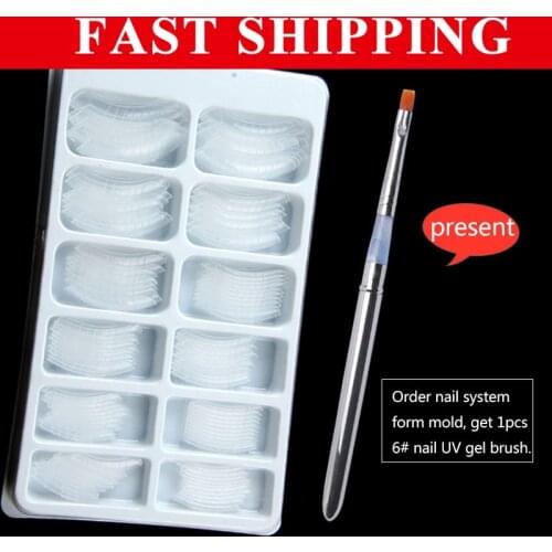 1box send free uv gel brush gift 120pcs False Nail Tips Dual Form Nail System for UV GEL Acrylic Nail Art Mold Tips Decoration