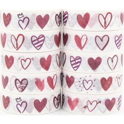 High quality 10pcs/lot Pink Heart Washi Tape DIY Decor Scrapbooking Planner Adhesive Masking Tape School Supply