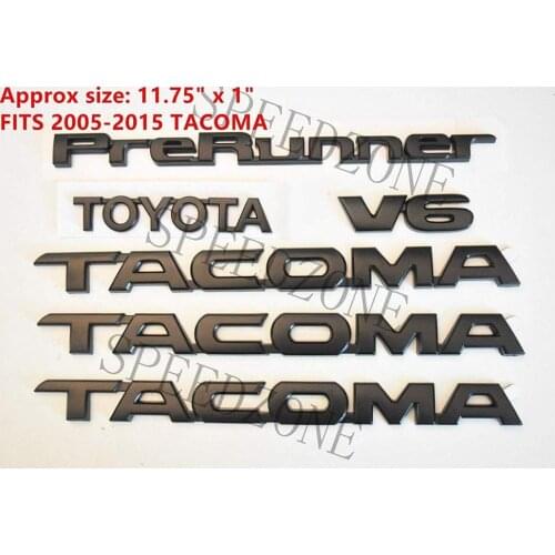 6 x for Tacoma matte black label door fender badge nameplate matte black