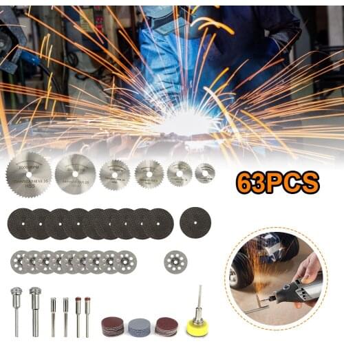 63pcs Cutting Tool Saw Blades for Dremel Metal Cutter Power Tools Rotary Tool Wood Cutting Discs Drill Mandrel Cutoff