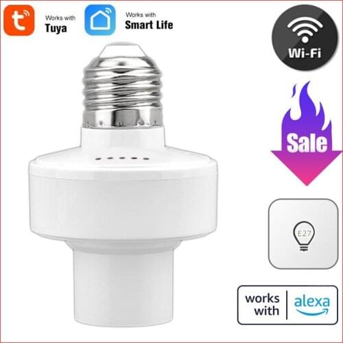 WiFi Smart Light Bulb Adapter E27 Lamp Holder Base AC Tuya Smart Life App Wireless Voice Control For Alexa Google Home