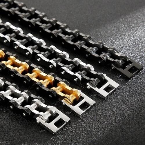 Polished Stainless Steel Bike Bicycle Chain Bracelet for Men Women, Width 21MM, 23.5cm(9.25inch) Length 4 Style Fashion bracelet