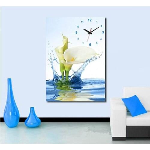 Calla Lily Clock flower Needlework Cross stitch,14CT Unprinted for Embroidery kits Art Cross-Stitching,DIY Handmade decor