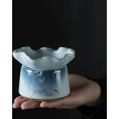 Tianqing Tea Strainer Set Handmade Tea Filter Tea Seperator Strainer Tea Mesh Ceramic Kung Fu Tea Ceremony Utensil Tea Infusers