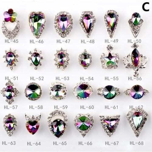 CHNRMJL 24Pcs/pack Luxury Crystal AB Rhinestones Alloy Zircon Nail Art Decoration 3D Diamond Jewelry Gems Ornament Accessories