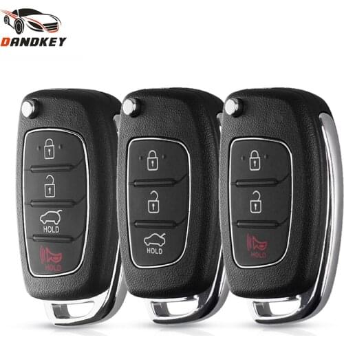 Dandkey 20pcs Replacement 3/4 Buttons Flip Remote Key Fob Car Key Case Cover Styling For Hyundai IX35 i20 Uncut Blade Key Shell