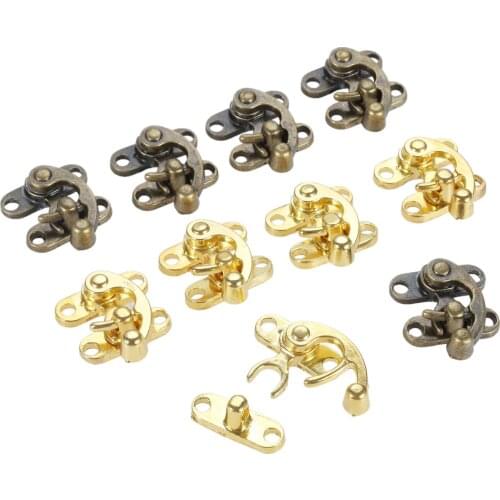 10Pcs Zinc Alloy Furniture Decorative Hasps Jewelry Wooden Box Suitcase Toggle Latch Buckle Antique Toolbox Locks Clasps 29*33mm