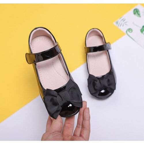 Princess Kids Patent Leather Shoes For Little Girls Butterfly Dress Shoes For Children Teens 3 4 5 6 7 8 9 10 11 12 14 15 Years
