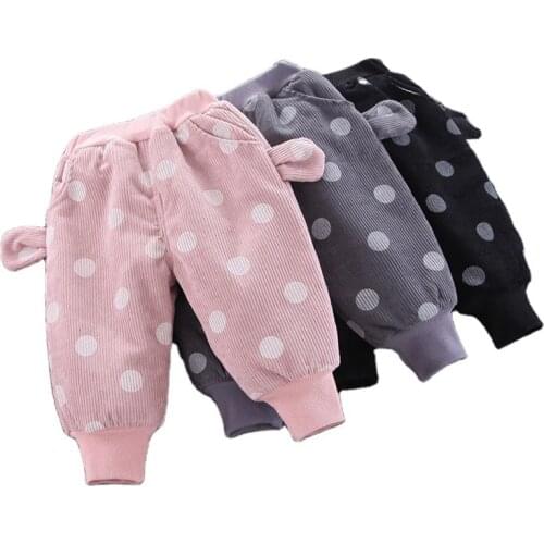 Baby Girl Plush Cotton Pants Winter Baby Warm Pant Children High Quality Corduroy Fleece Trousers Autumn Kids Leggings Pants