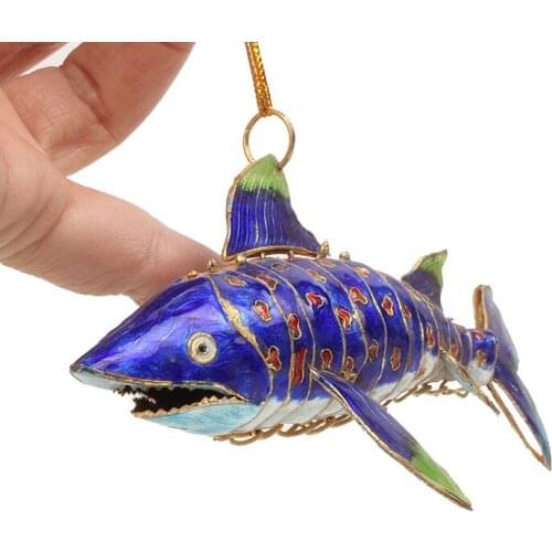 Handcrafts Enamel Animal Shark Charms Cloisonne Filigree DIY Jewelry Making Pendants Keychain Accessories Christmas Tree Hanging