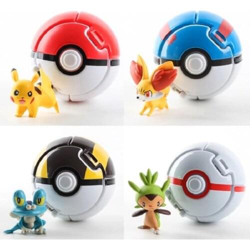 Takara Tomy 12 Style Pokemon Elf Grasping PokeBalls Toys Pikachu Elf Ball Pikachu Balls 7CM Cartoon Movie Hobbies Action Toy Fig