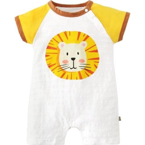 Newborn Baby Cotton Rompers Lovely Animal Lion Baby Jumpsuits Short Sleeve Infant Baby Toddler Clothes 0-18M Baby One-pieces