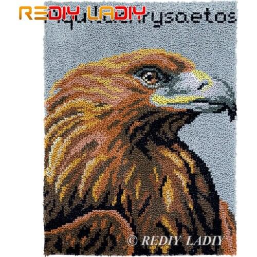 Latch Hook Rug Spirit of Eagle Plush Tapestry Kits DIY Carpet Rug Chunky Yarn Cushion Arts & Crafts Crochet Floor Mat 61*81cm