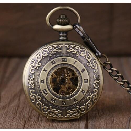 Retro Lun steampunk mechanical pocket watch male and female classic hollow jewelry pocket watch