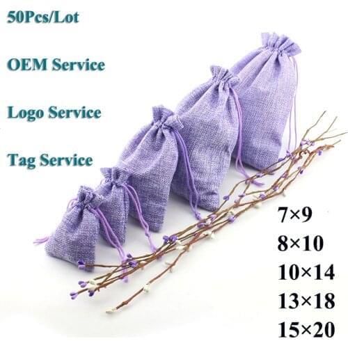 7x9/8x10/10x14/13x18 50Pcs/Lot Jute Bag Natural Burlap Bag Gift Pouch For Earring Bracelet Jewlery Packing Bag Can Print Logo