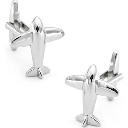 Aircraft Design Model Plane Cufflinks Quality Brass Material Silver Color Cuff Links Wholesale&retail