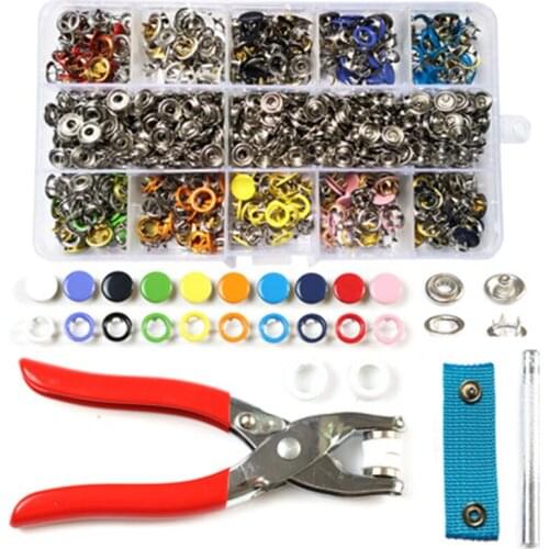 100 Sets Snap Fasteners Tool Kit Hollow and Solid Metal Prong Snaps Buttons with Setting Tool for Clothing DIY Craft Sewing