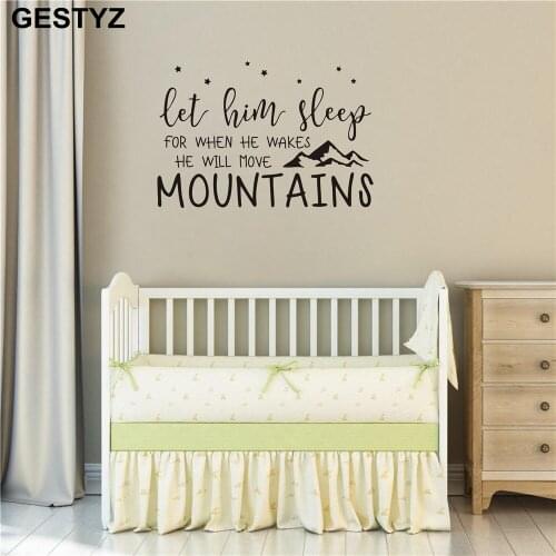 Wall Decal Kids Let Him Sleep for When He Wakes He Will Move Mountains Quote Wall Decals Nursery Stars Wall Decal Vinyl (48)