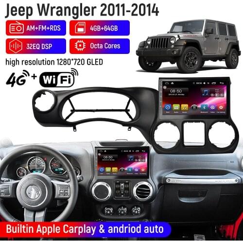 Navigation For Jeep Wrangler 2011 2012 2013 2014 Car Radio Multimedia Video Player Navigation GPS DSP Android 10 QLED Screen