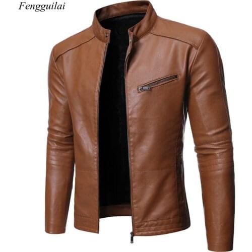 New Autumn Winter 2020 Mens Biker Outerwear Leather Jacket Wind Proof Coats