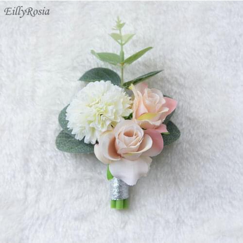New Sale Wedding Prom Boutonniere Flower Brooch Groom Hand Corsage Witness Boutonniere Groom Bridesmaid Groomsmen Wrist Flowers