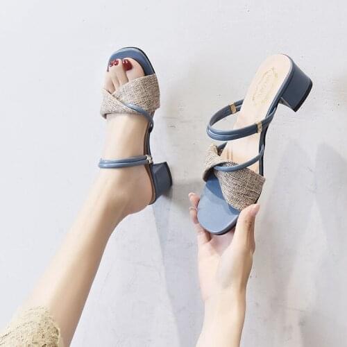 Shoes Woman Plus Size Sandals 2021 New Summer Luxury Fashion Womens Slippers with Thick Heels and High Heels