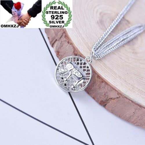 OMHXZJ Wholesale NA364 European Fashion Hot Woman Girl Party Birthday Wedding Gift Elephant 925 Sterling Silver Pendant Necklace