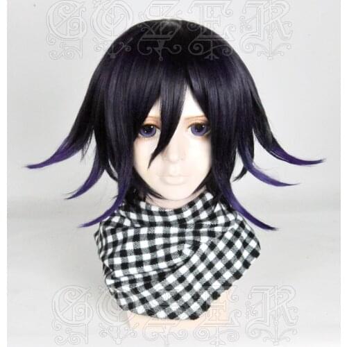 Styled High Quality New Danganronpa V3 Koukichi Kokichi Ouma Wig Heat Resistant Synthetic Hair Costume Cosplay Wigs + Wig Cap