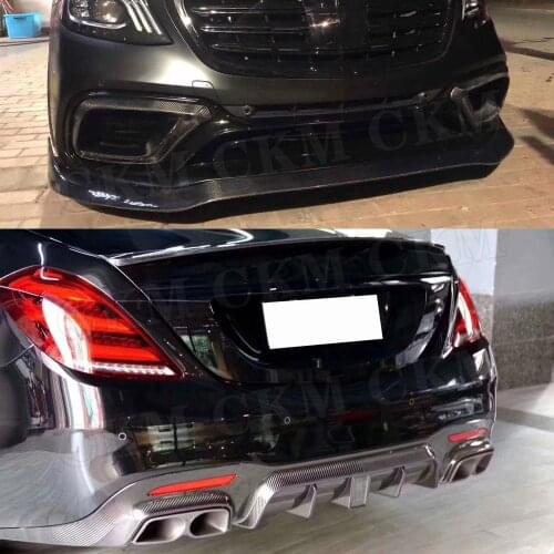 Carbon Fiber Front Lip Fender Cover Rear Diffuser Rear Spoiler Bumper Air Vent Trim For Benz W222 S63 S65 2017-2020