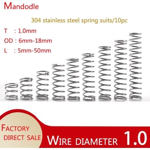 Stainless Steel Compression Spring 304 SUS Compressed Spring Wire Diameter 1.0mm Y-type Rotor Return Spring 10PCS