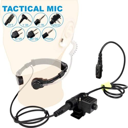 Walkie Talkie Microphone U94 PTT Neck Throat Mic Earpiece Radio Tactical Headset for Hytera HYT Midland ICOM Yaesu Vertex Phone