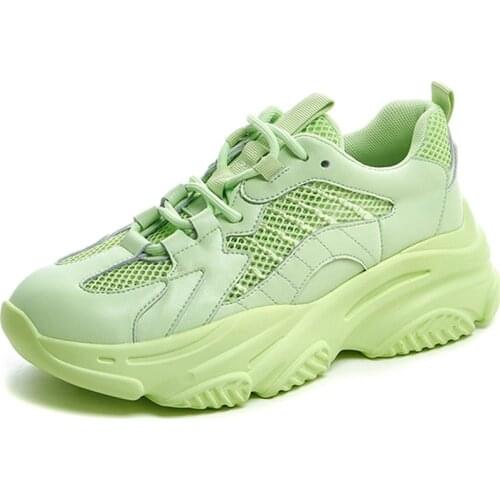 RASMEUP 2021 Summer Running Sport Round Toe Shoes For Women Genuine Leather Fashion Mesh Breathable Platform Famale Shoes