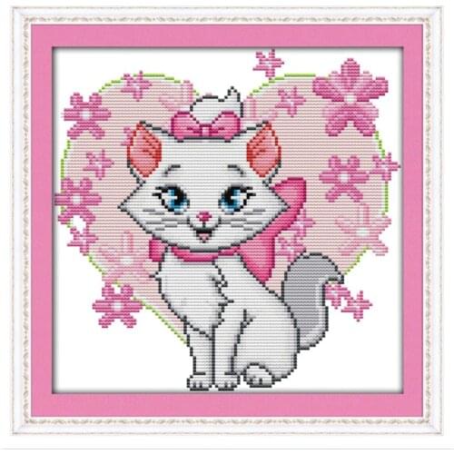 Pink cat(8) cross stitch kit cartoon 14ct 11ct count print canvas stitches embroidery DIY handmade needlework plus
