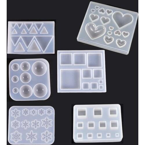 Lovely heart beads Cube triangle Silicone Mold for jewelry earring pendant making Resin jewelry tool UV epoxy resin molds crafts