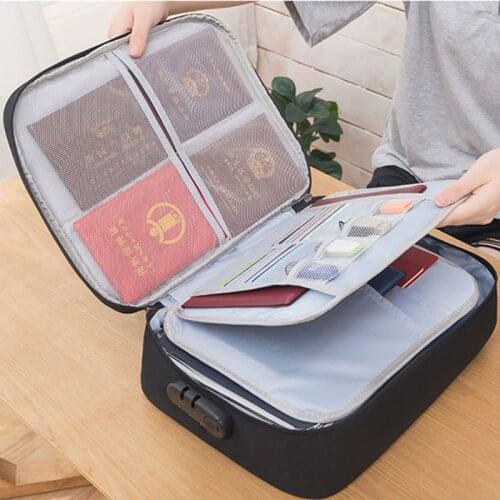 Document Ticket Bag with Combination Lock Large Capacity Waterproof Home Travel QX2B