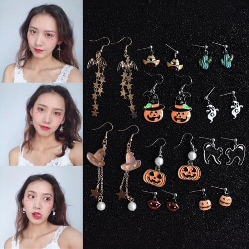 Unique Pumpkin Pearl Dangle Earring 11 Models New Halloween Funny Jewelry Earring High Quality for Women Party Gift