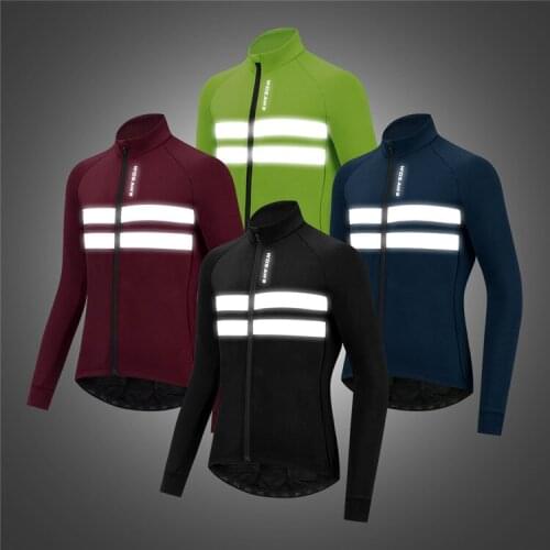 WOSAWE Winter Fleece Cycling Motorbike Jacket Windproof Waterproof Reflective Long Sleeve Jersey Road Bike Cycling Moto Wear