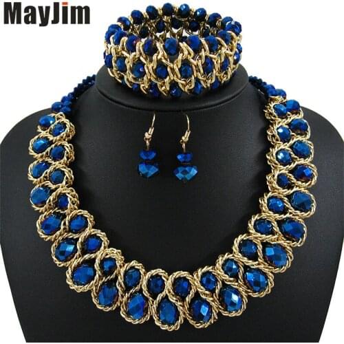 Statement Necklace 2021 Fashion Jewelry sets Handmade Beads Chain Crystal Dubai Jewelry Sets Vintage beads Bijoux Accessories