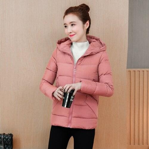 Women Autumn Winter Jackets 2019 Spring Fashion Ladies Slim Cotton Parka Blue Short Style Female Casual Warm Hooded Coats NS4387