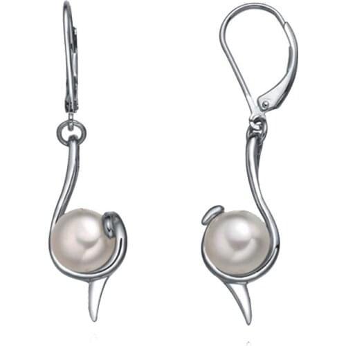 Sinya fine jewelry 8.5-9MM AAA freshwater pearl english lock earring 925 sterling silver drop earrings for women beauty gift